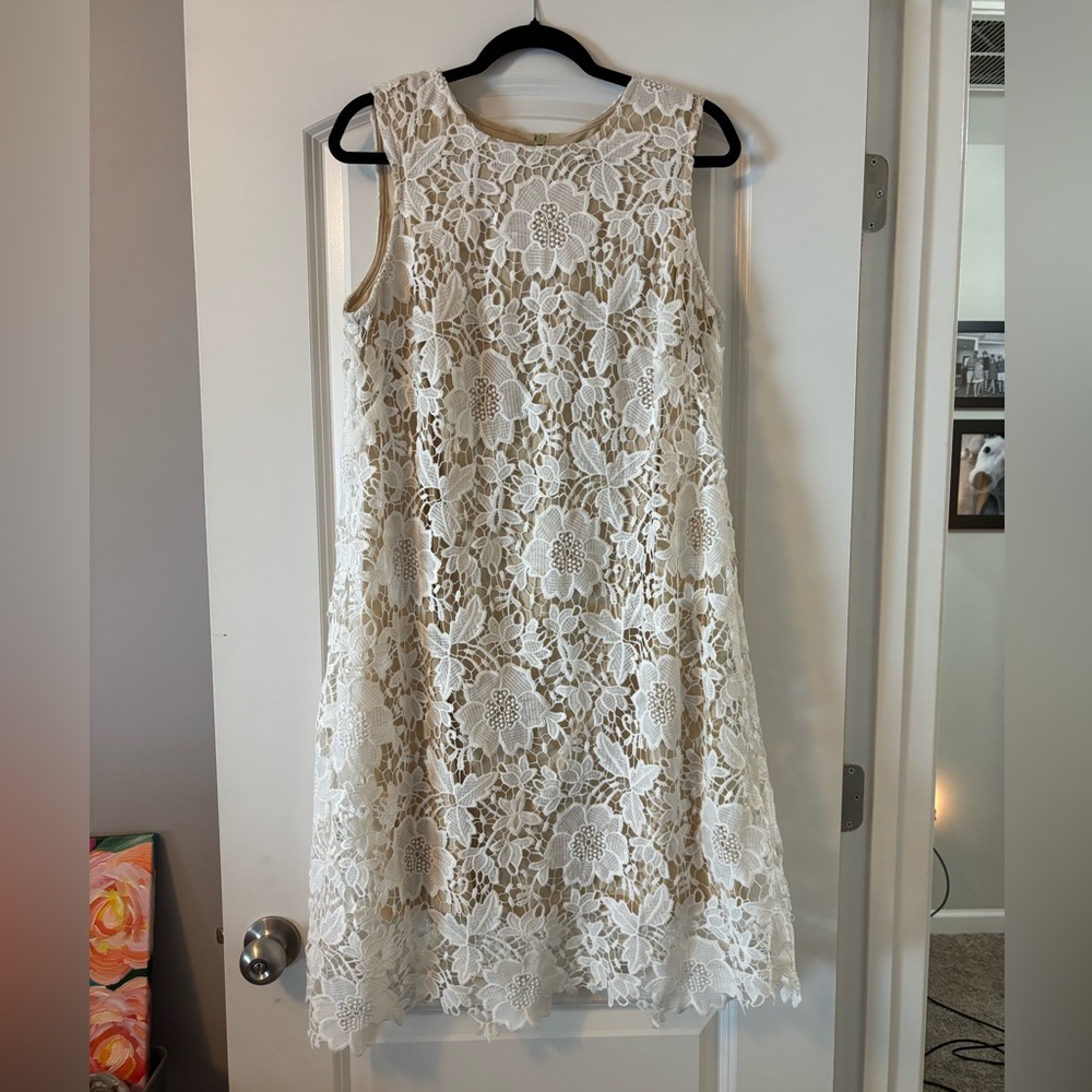 Dress Barn Cream Lace Midi Dress. NWT Size 14W
